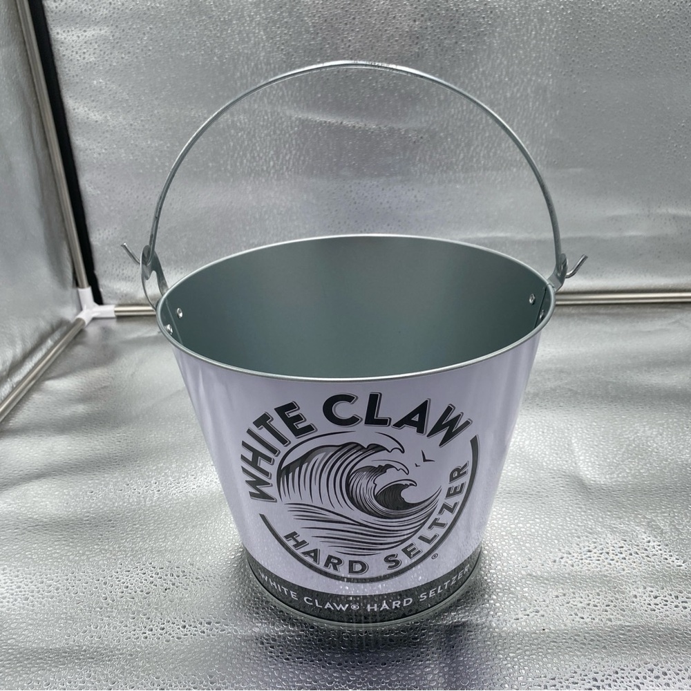 White Claw Bar Drink Bucket Lightweight Metal Ice Cold Drink Container for Bars